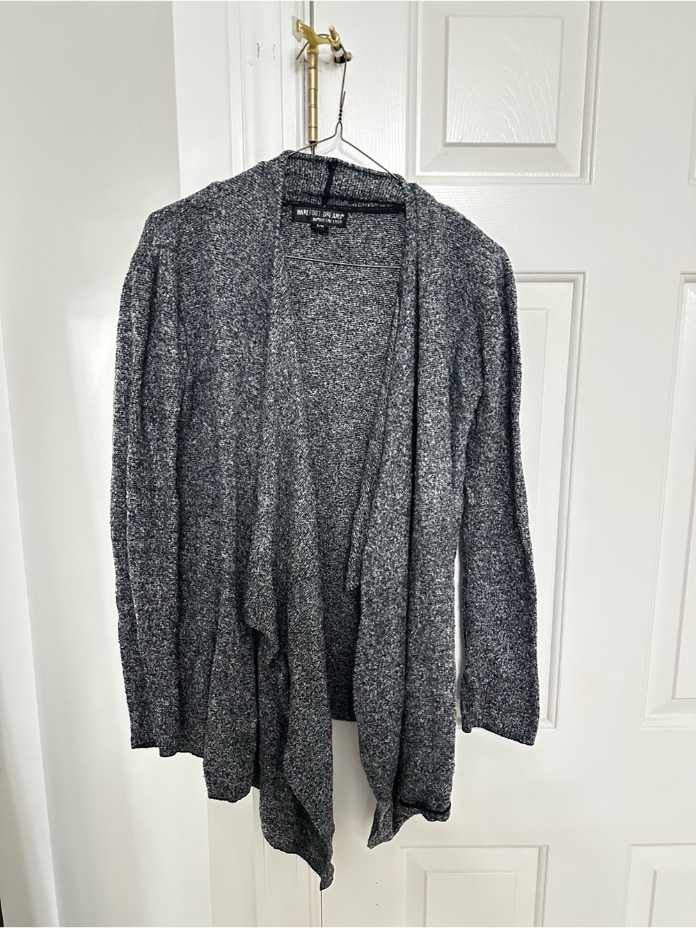 Barefoot Dreams Heather Charcoal Open-Front Draped Cardigan